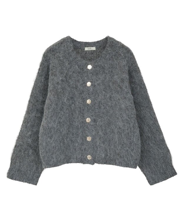 earth music&ecology クルーネックシャギーカーディガン グレー