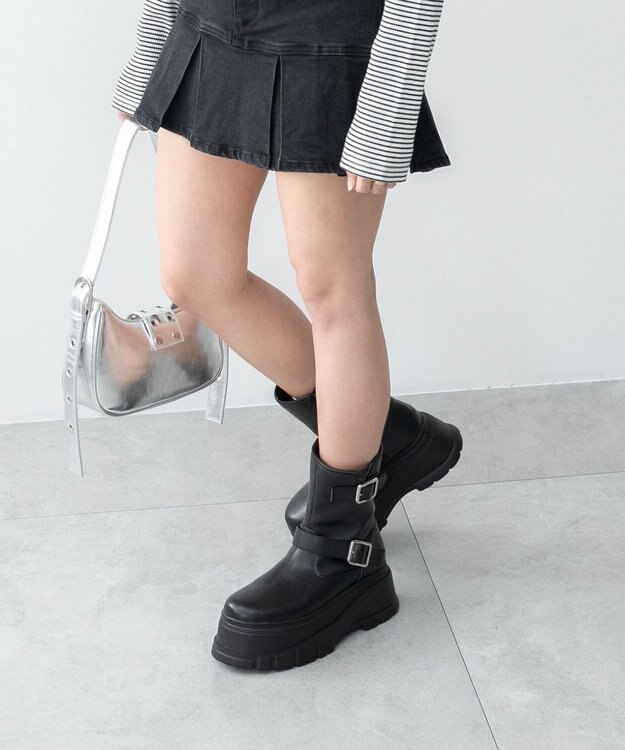 WEGO 厚底ボリュームエンジニアブーツ ブラック