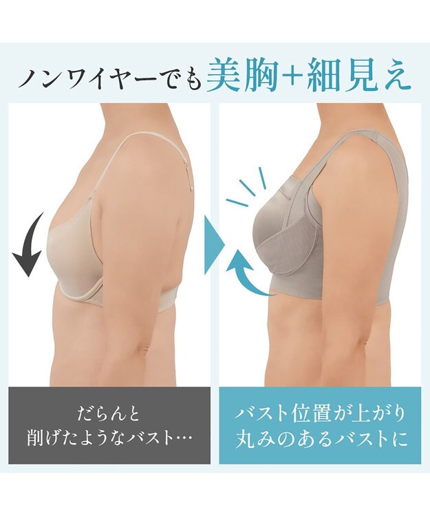 BRADELIS New York 【BRADELIS NewYork peace】楽なのにバストアップブラ24 ノンワイヤーでしっかりバストアップ 補正ブラ ブラジャー DB124103 グレージュ