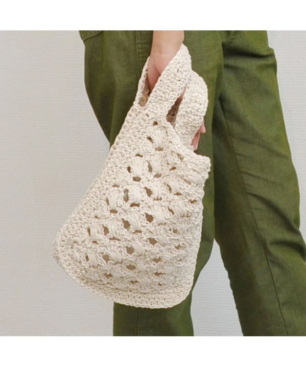 UNBILLION cachecache 柄編みショッパーミニトート アイボリー