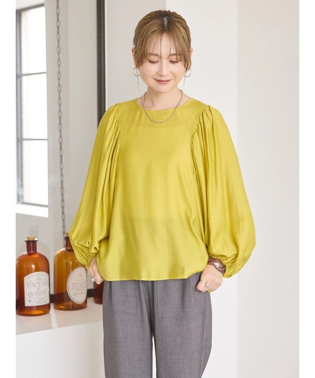 AMERICAN HOLIC 袖ボリュームシアーブラウス Yellow