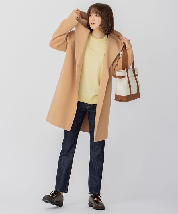 23区 S ウールリバー フード付き ミドル丈コート キャメル系