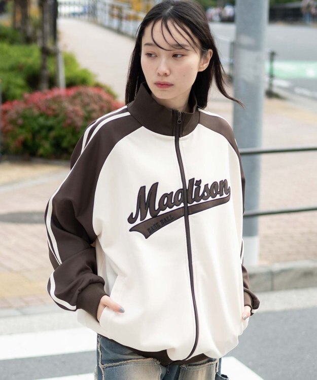 WEGO 【ユニセックス着用ITEM】ラグランライントラックジャケット ブラウン