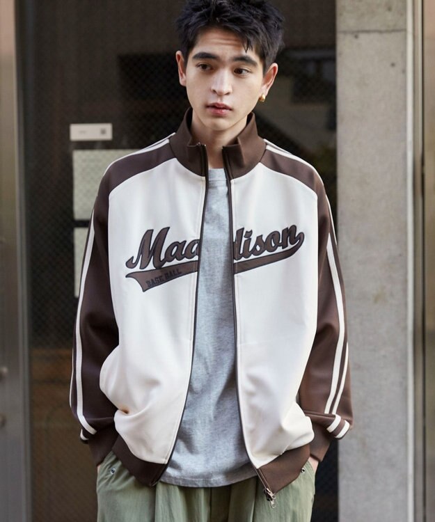 WEGO 【ユニセックス着用ITEM】ラグランライントラックジャケット ブラウン