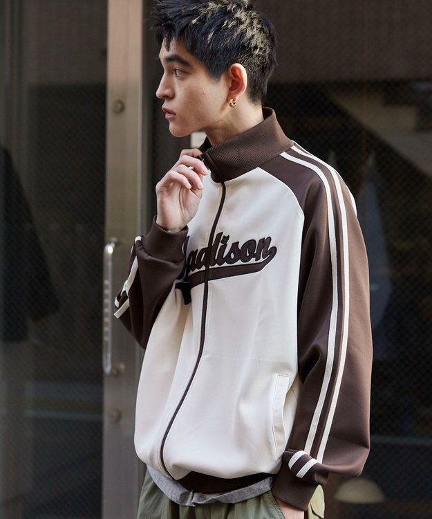 WEGO 【ユニセックス着用ITEM】ラグランライントラックジャケット ブラウン