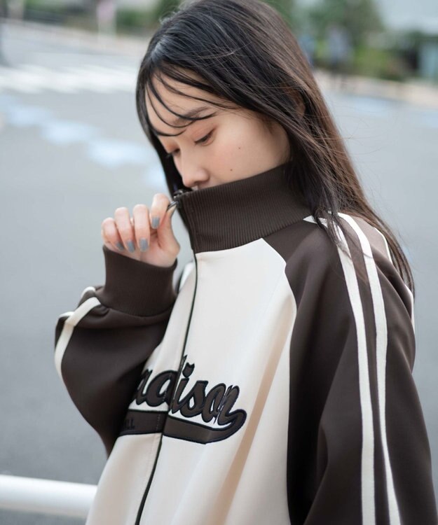 WEGO 【ユニセックス着用ITEM】ラグランライントラックジャケット ブラウン