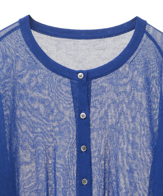 earth music&ecology 接触冷感シアークルーニットカーディガン Blue