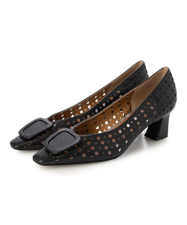 MODE ET JACOMO <MODE ET JACOMO>バックルモチーフパンチングパンプス ブラック