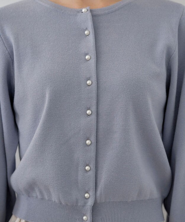 Tiaclasse 【洗える】パールボタンニットカーデ サックス