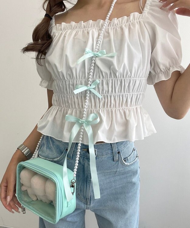 WEGO リボンビーズストラップ グリーンその他