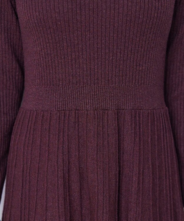 Tiaclasse 【洗える】プリーツ編みラメニットフレアワンピース ワイン