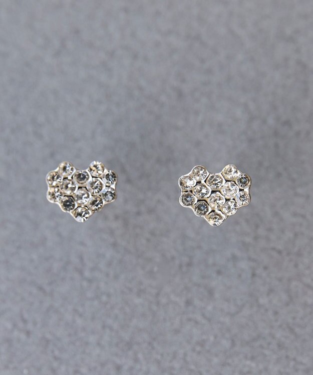 Phoebe 〈金属アレルギー対応〉3wayハートパヴェビジューパールキャッチピアス/シルバー シルバー