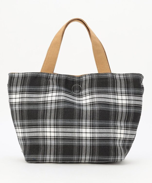J.PRESS LADIES 【完全受注生産】ポーチ付き キャンバス ミニトートバッグ ベージュ×グレーチェック系