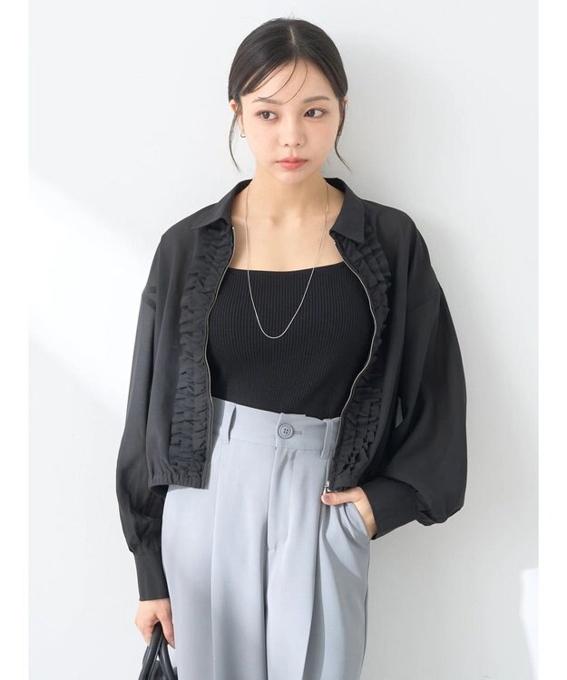 earth music&ecology フリルシャツ Black