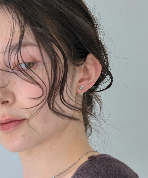 Phoebe 〈金属アレルギー対応〉3wayハートパヴェビジューパールキャッチピアス/シルバー シルバー