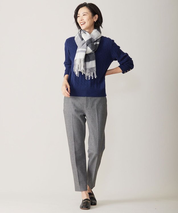 J.PRESS LADIES カシミヤチェック マフラー ライトグレー系3