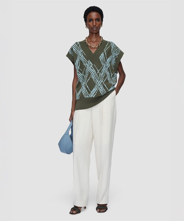 JOSEPH チェックニット　ベスト Palm Leaf/Chambray