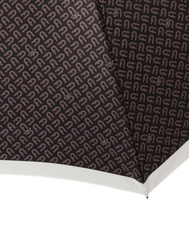 MOONBAT 【耐風】FURLA(フルラ) 折りたたみ傘 モノグラム 8本骨 大きめ55cm 日本製 オフホワイト