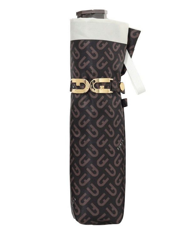 MOONBAT 【耐風】FURLA(フルラ) 折りたたみ傘 モノグラム 8本骨 大きめ55cm 日本製 オフホワイト