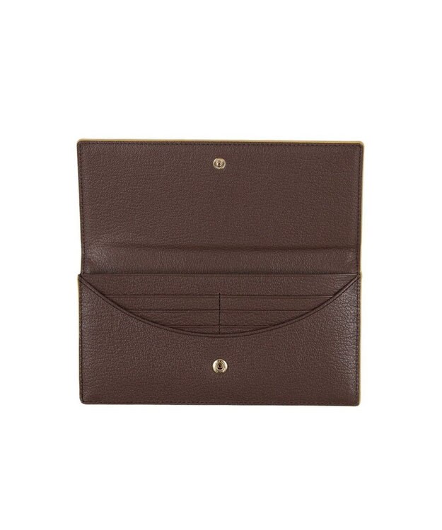 LANVIN en Bleu リム 被せ薄マチ長財布 ブラウン