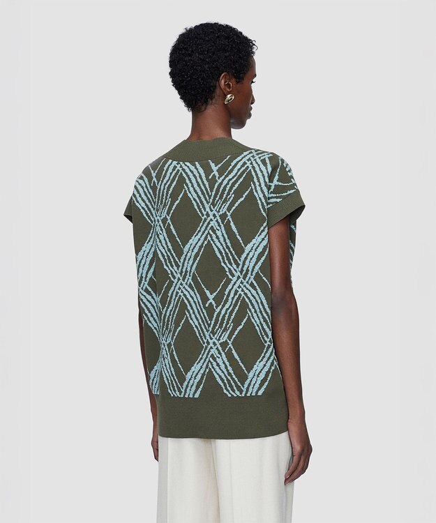 JOSEPH チェックニット　ベスト Palm Leaf/Chambray