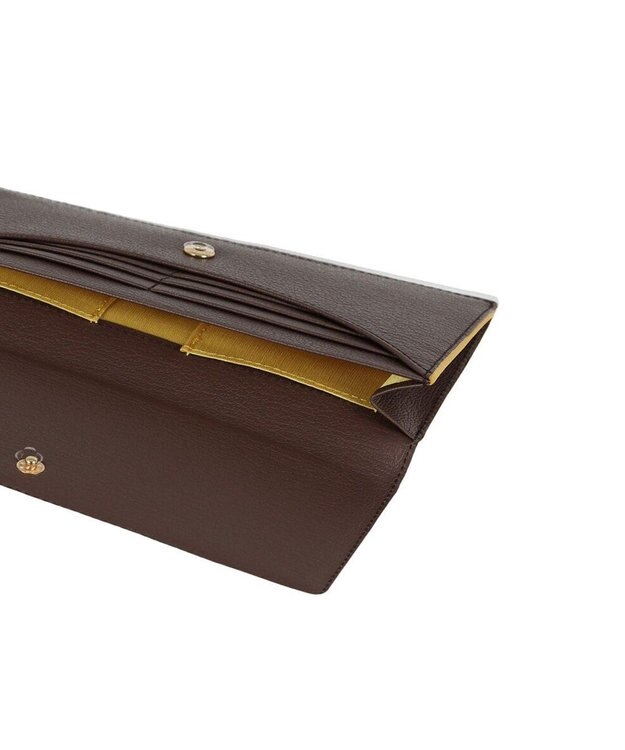 LANVIN en Bleu リム 被せ薄マチ長財布 ブラウン