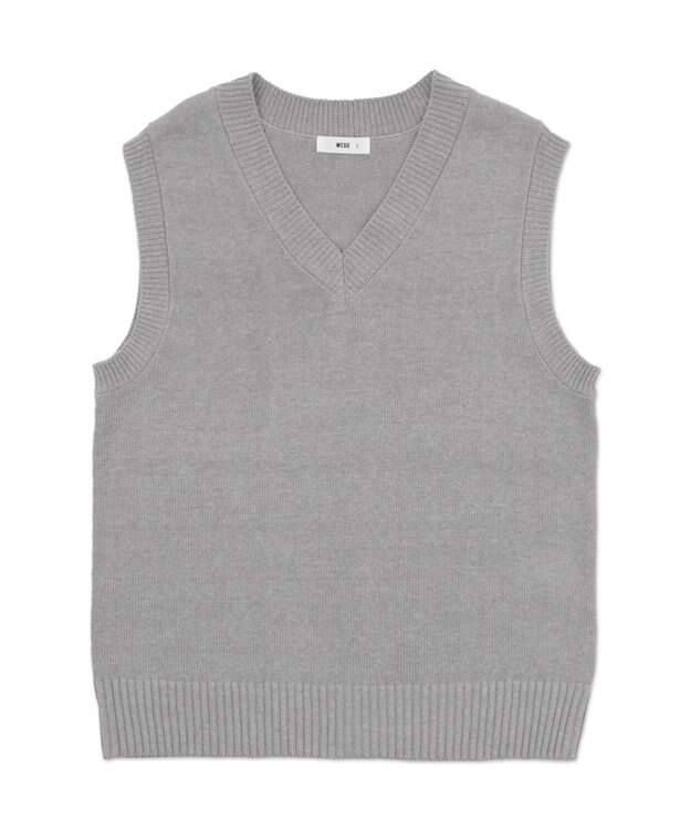 WEGO 【SCHOOLITEM】無地ニットベスト 杢グレー