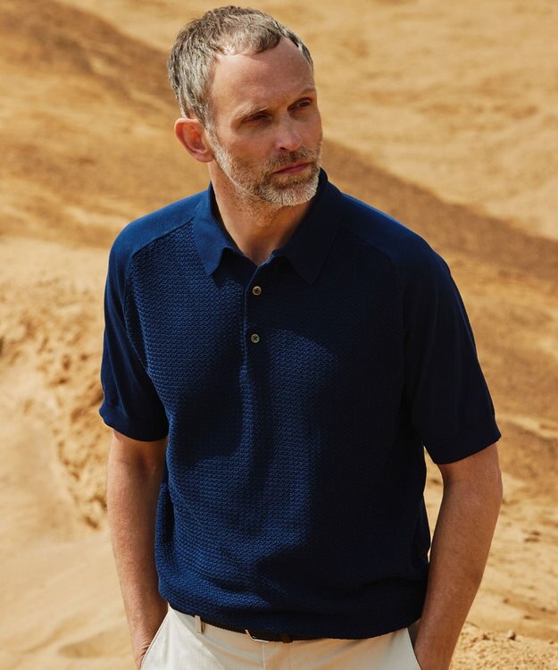 【極美品】ARCODIO イタリア製コットンニット　ポロシャツ　ネイビー 極美品】ARCODIO イタリア製コットンニット ポロシャツ ネイビー