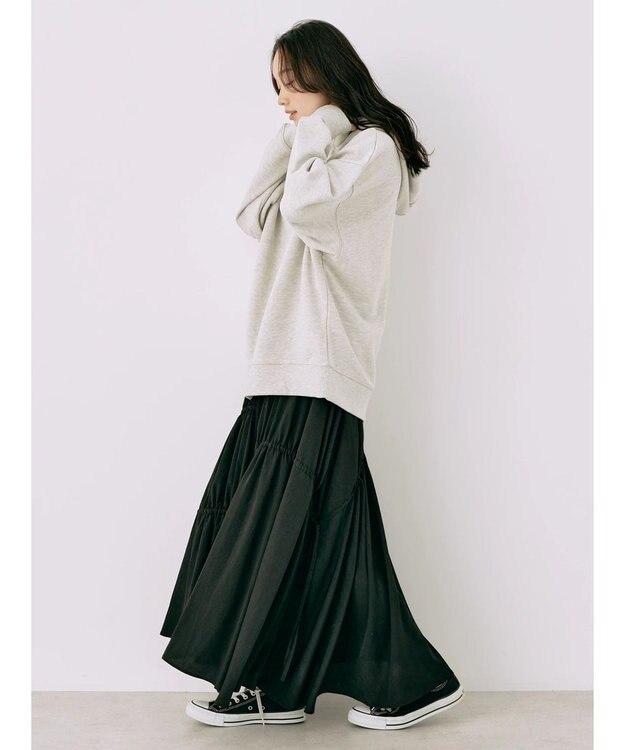 earth music&ecology スウェットルーズパーカー Light Gray Mixture