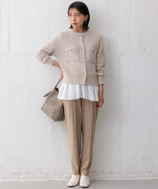 23区 【洗える】ブークレラメニット カーディガン シャンパン