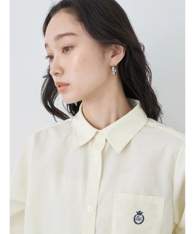 earth music&ecology ロゴ刺繍シャツ Cream