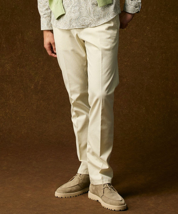 JOSEPH ABBOUD 【ウエストも伸びる！オーガニックコットン使用・25AW】トリコチンストレッチ パンツ ホワイト系