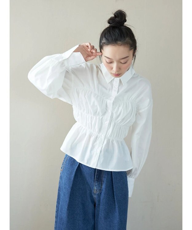 earth music&ecology ビスチェライクシャーリングシャツ White