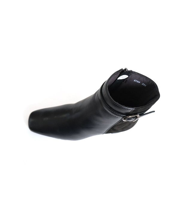 Pointer 本革スエードコンビショートブーツ ブラック(コンビ)