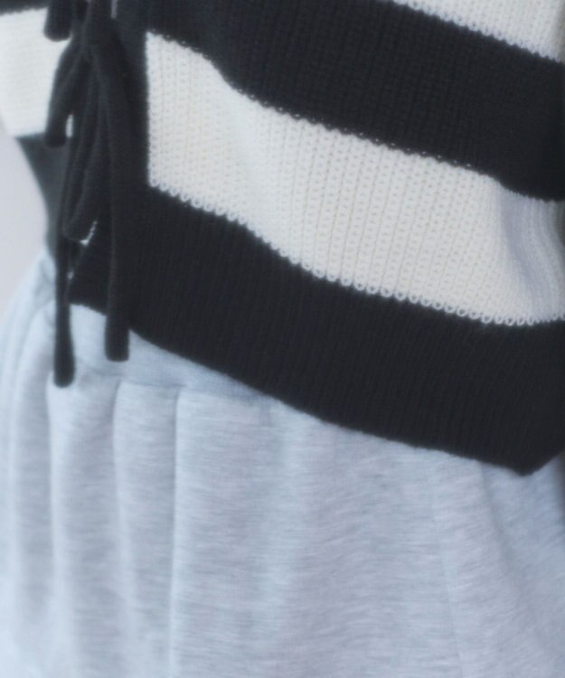 WEGO リボンカーディガン ブラックボーダー