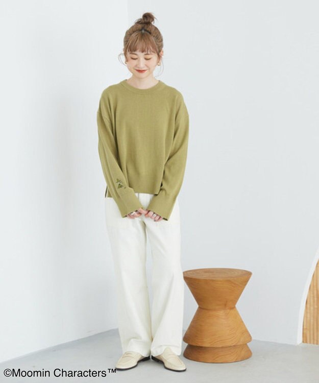AMERICAN HOLIC Moomin 袖刺繍ニットプルオーバー Green