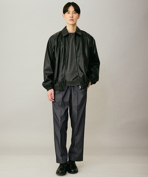 UNFILO MENS アラエルレザーライク ブルゾン ブラック