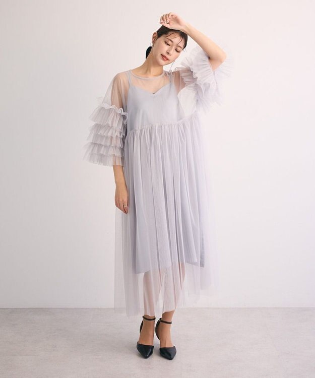 Green Parks ・Ｒａｉｌｍｅ　チュールワンピース（インナーＯＰ付） Light Gray