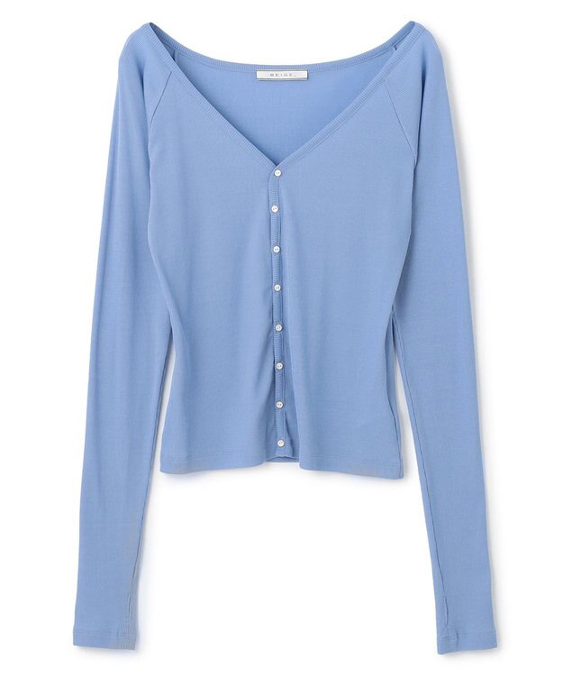 BEIGE， 【洗える・BAILA 10月号掲載】MARINO / 2WAYリブコンパクトカーディガン Sky