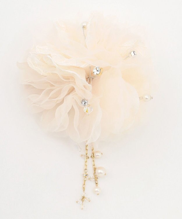 ANY SIS 【チャーム付き】エアリーフラワー コサージュ アイボリーベージュ