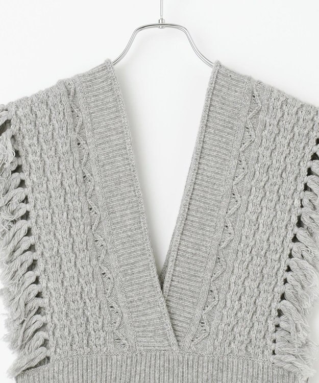 #Newans 【洗える】カシミヤブレンドバルキーデザインニットベスト グレー系