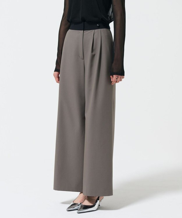 GRACE CONTINENTAL レイヤードタックワイドパンツ バイカラー