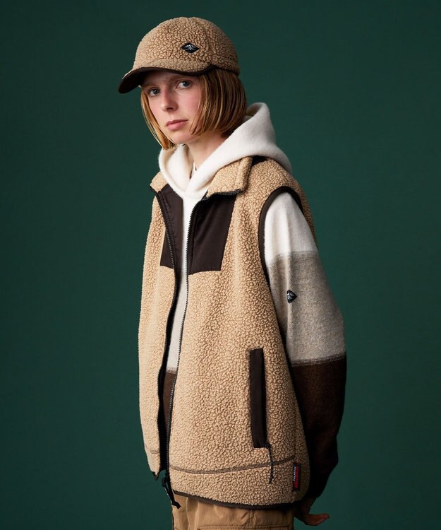 JOSEPH ABBOUD MOUNTAIN 【Eco素材/ライナードッキング対応】ポーラテック ボアフリース ベスト キャメル系