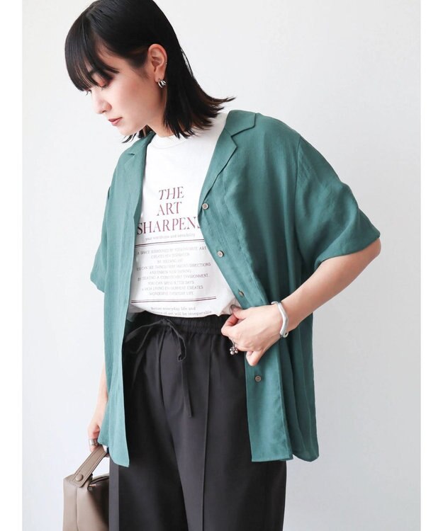 Green Parks ゆったり開襟シャツ Green
