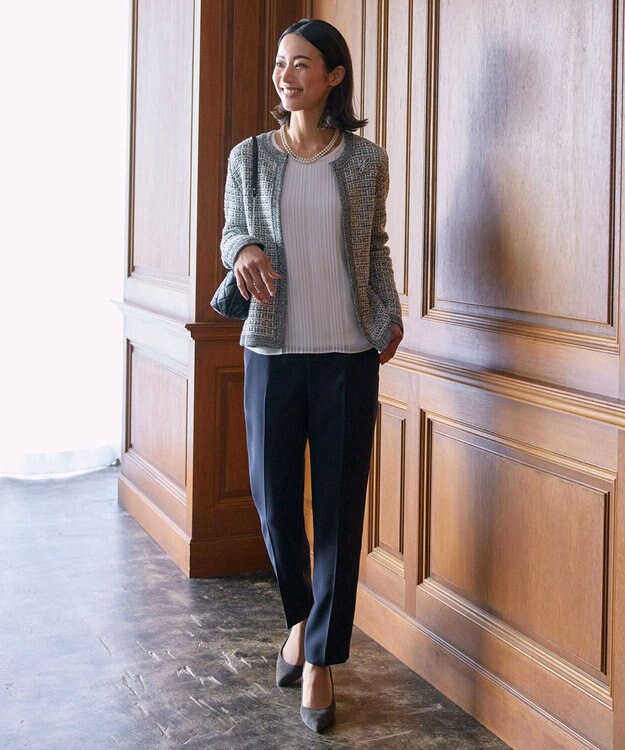 J.PRESS LADIES 【洗える】セラテリーダブルクロス テーパード パンツ ネイビー系