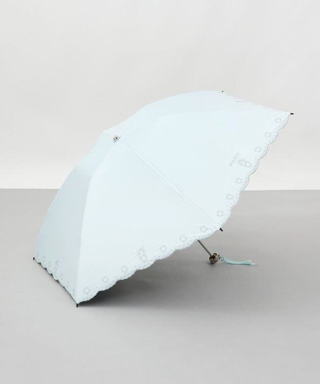 AURORA NINA RICCI（ニナリッチ）花柄刺繍晴雨兼用パラソル（折りたたみ傘） ミントグリーン