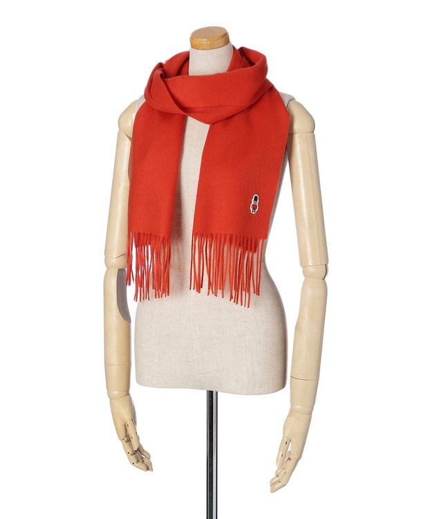 MOONBAT 【WEB限定】MACKINTOSH PHILOSOPHY バッキンガムベア付きウール100%無地マフラー (パッケージ付き) オレンジ