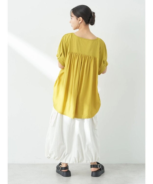 earth music&ecology ドロストギャザードッキングＴシャツ Yellow