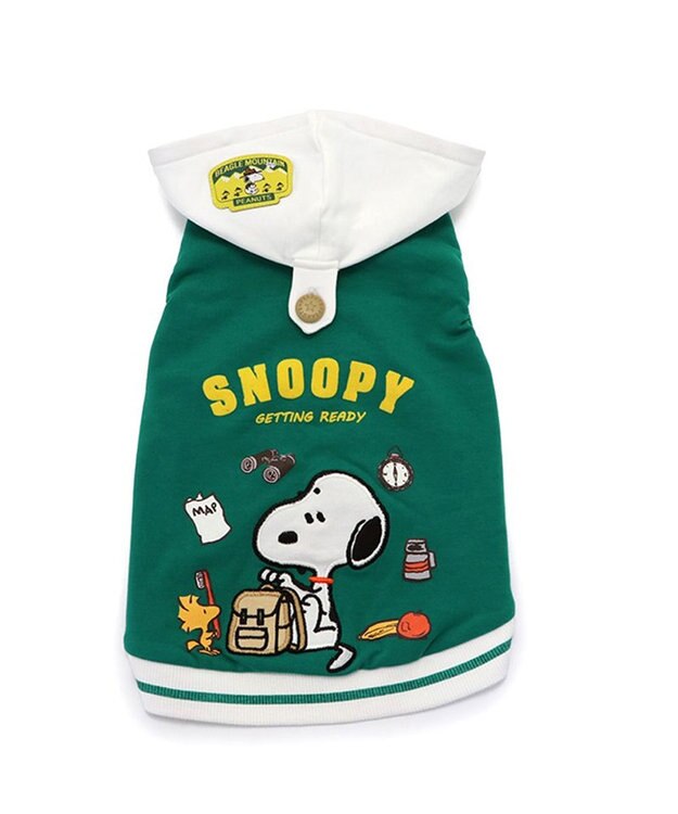 PET PARADISE スヌーピー おでかけ柄  パーカー  《グリーン》小型犬 グリーン