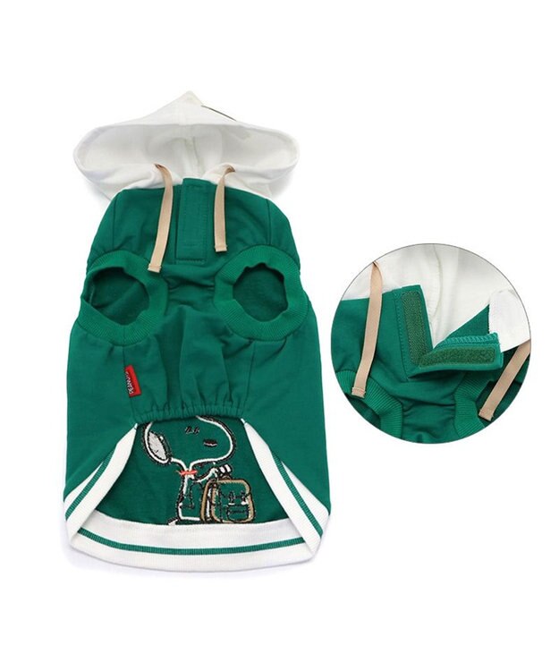 PET PARADISE スヌーピー おでかけ柄  パーカー  《グリーン》小型犬 グリーン